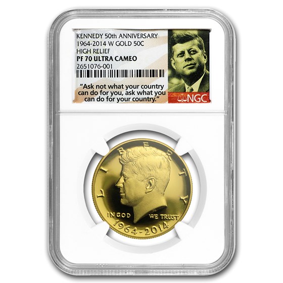 2014-W 3/4 oz Gold Kennedy Half Dollar Commem PF-70 NGC 2014-W 3/4 oz Gold Kennedy Half Dollar Commem PF-70 NGC